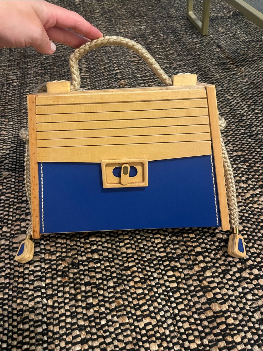Nova Bossa wooden Two-Tone Blue and Tan Women’s Handbag
